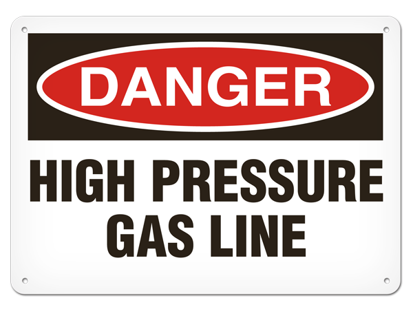 First Gas Line Signage INCOM® SS1082V SAFETY SIGN, DANGER – HIGH PRESSURE GAS LINE, Signs ...