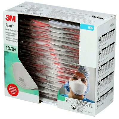 3M™ 1870+BOX Aura™ Health Care Particulate Respirator and Surgical
