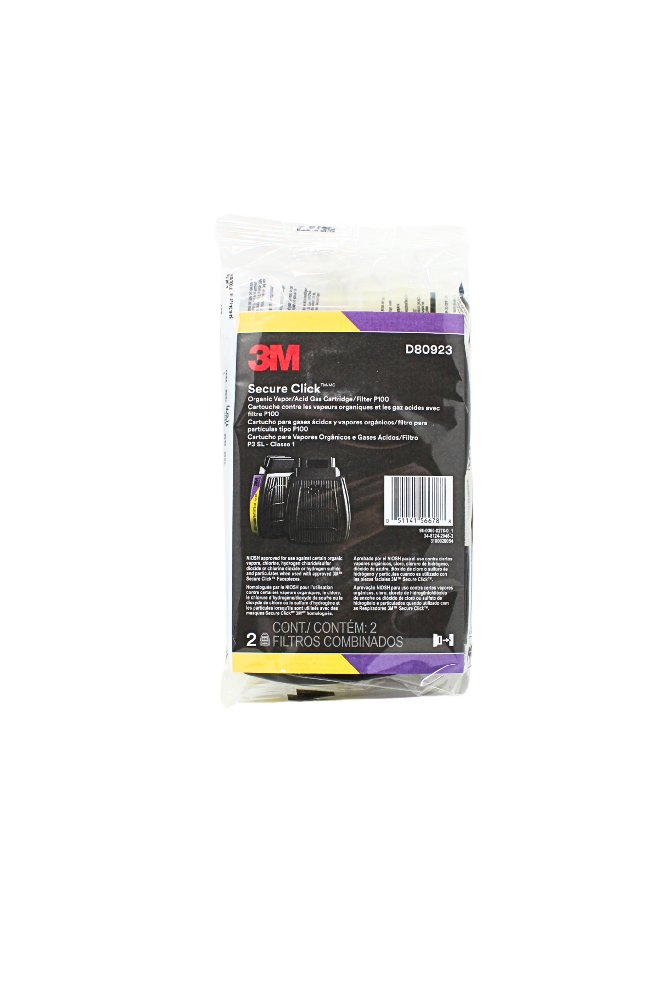 Filter Mask 3M Secure Click Organic Vapor CartridgeFilter P100