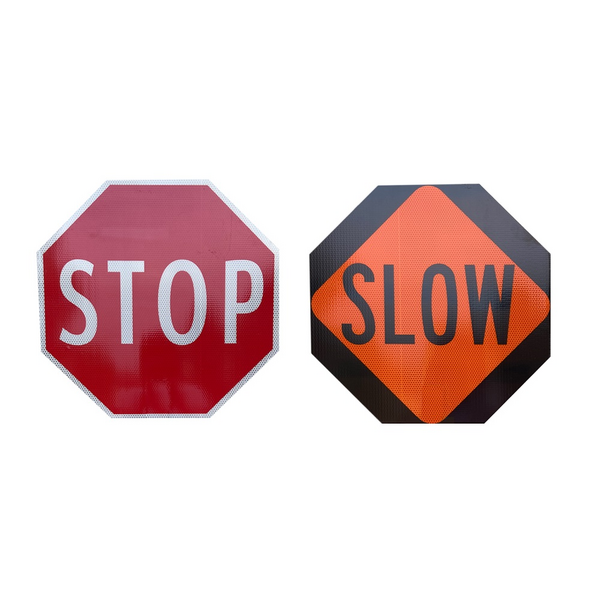 PLASTICADE SSP-18-T9-ONT STOP/SLOW Signs for Paddles & Poles - Red