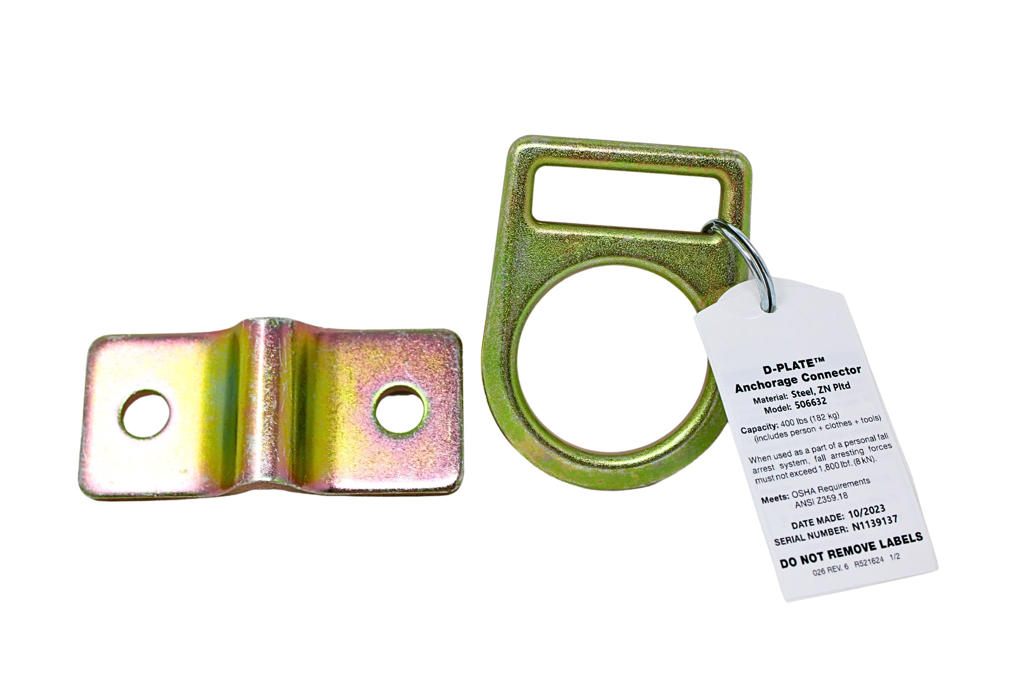 MSA D-Plate Anchorage Connector Zinc Plated MSA 506632 Zinc Plated ...