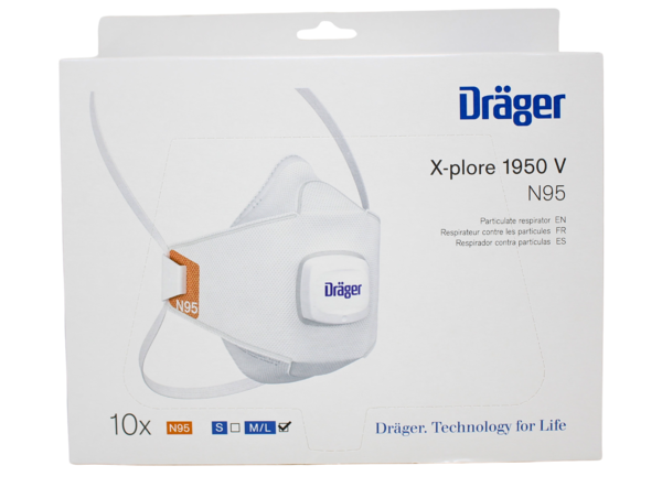 Dräger 3951955-BOX X-plore 1950 N95 Tri-Fold Single Use Mask with