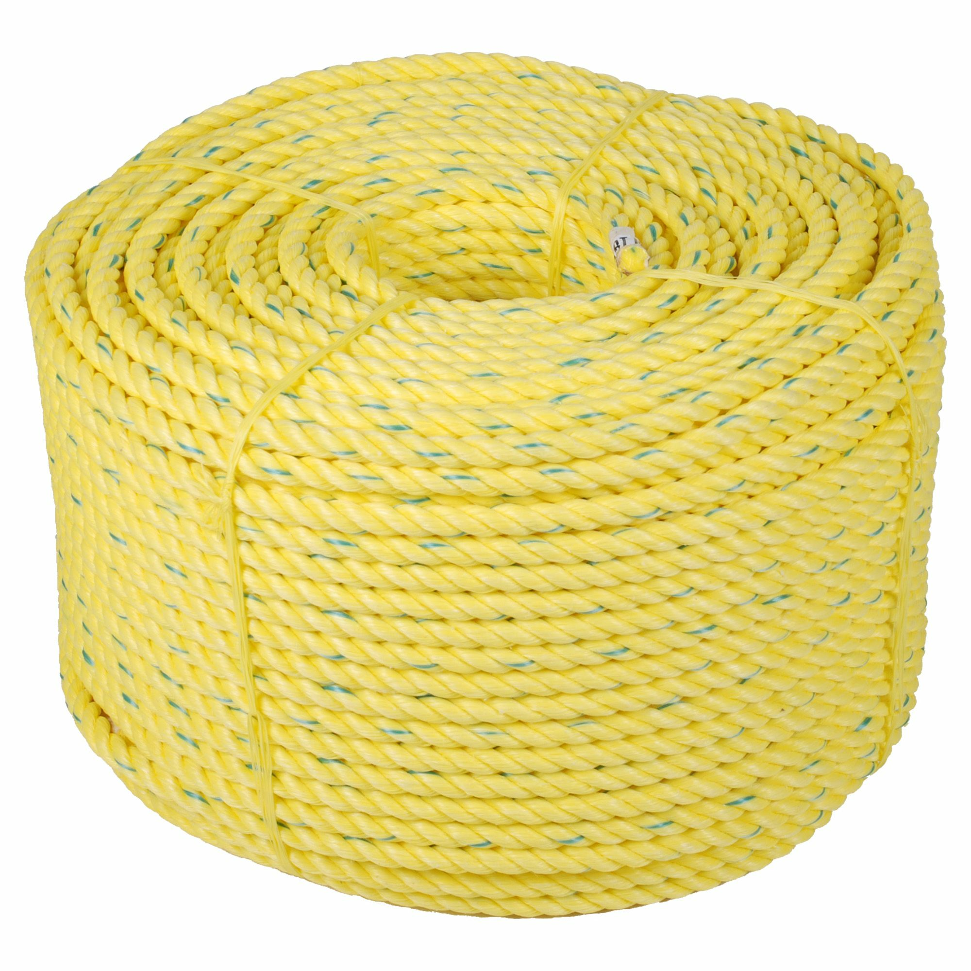 Ref Pybf341 Rope BBH A1PY038/NJ POLYPROPYLENE INDUSTRIAL ROPE, 1 BLK/2 YLW STRAND, 3/8 ...