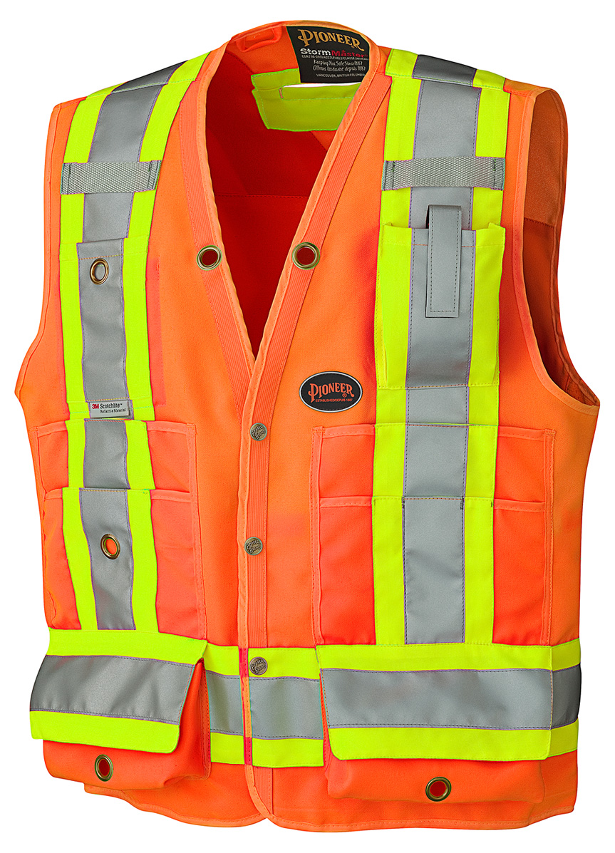 トイガン V10 vis PIONEER 6935 TEAR-AWAY MESH BACK ZIP FRONT SAFETY VEST - HI